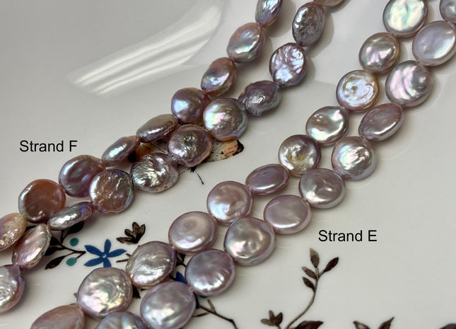 11-12mm AAA Half Strand Natural Dark Mauve Purple Pink Large Hole Coin Freshwater Pearl Hole Size 1.5mm 14 Beads #P2836