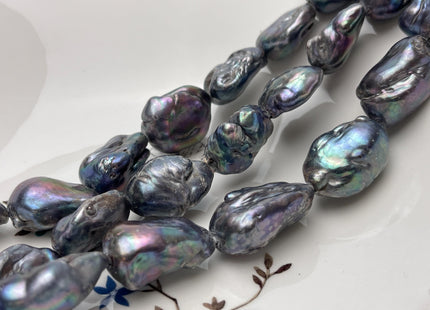 Large Hole Half Strand Freshwater Pearls Big Nugget Shape Hole 2.2mm Beads Size Approx. 25x16x12mm #765