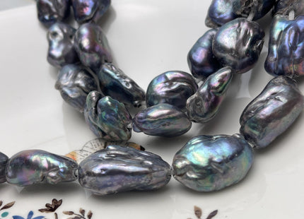 Large Hole Half Strand Freshwater Pearls Big Nugget Shape Hole 2.2mm Beads Size Approx. 25x16x12mm #765