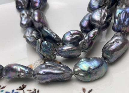 Large Hole Half Strand Freshwater Pearls Big Nugget Shape Hole 2.2mm Beads Size Approx. 25x16x12mm #765
