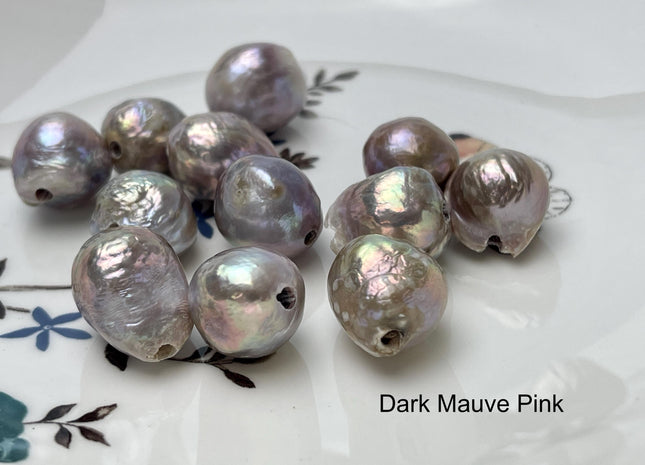 ONE Piece 12-17 mm AA Large Hole Jumbo Natural White Mauve Pink Gold Baroque Pearl Beads Hole Size 2.2mm Genuine Baroque Pearls #P2839