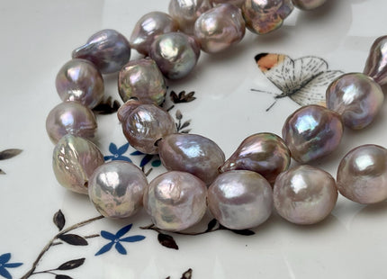 13-14x17 mm AAA Half Strand Large Hole Very Rare Dark Mauve Pink Baroque Pearl Bead Hole Size 2.2mm Iridescent Color Pearl 13 Beads #P2837
