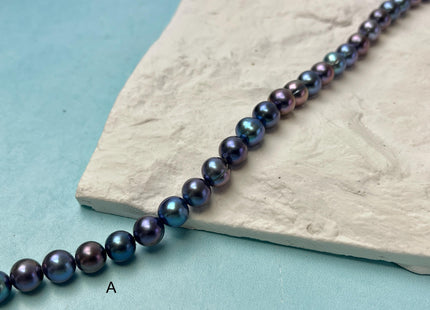 7-7.5mm AAA Blue Rainbow Peacock Off Round Freshwater Pearls Genuine Very Rare High Luster Peacock Pearls #P2840
