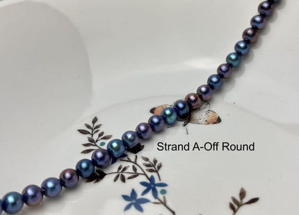 7-7.5mm AAA Blue Rainbow Peacock Off Round Freshwater Pearls Genuine Very Rare High Luster Peacock Pearls #P2840