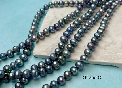 7-7.5mm AAA Blue Rainbow Peacock Off Round Freshwater Pearls Genuine Very Rare High Luster Peacock Pearls #P2840