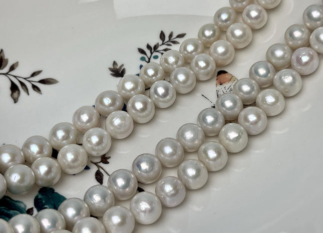 10-11 mm AA Natural White Edison Freshwater Pearl Beads High Luster Genuine Quality Off Round Edison Pearls #P2862