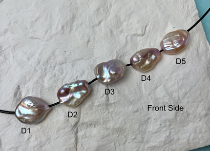 One-Of-A-Kind 17-19x23-25 mm AAA Large Hole Jumbo Natural Pink Mauve Baroque Pearl Hole Size 2.1mm Genuine High Luster Baroque Beads #P2842