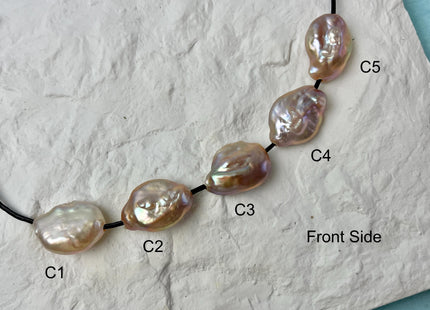 One-Of-A-Kind 17-19x23-25 mm AAA Large Hole Jumbo Natural Pink Mauve Baroque Pearl Hole Size 2.1mm Genuine High Luster Baroque Beads #P2842