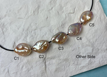 One-Of-A-Kind 17-19x23-25 mm AAA Large Hole Jumbo Natural Pink Mauve Baroque Pearl Hole Size 2.1mm Genuine High Luster Baroque Beads #P2842