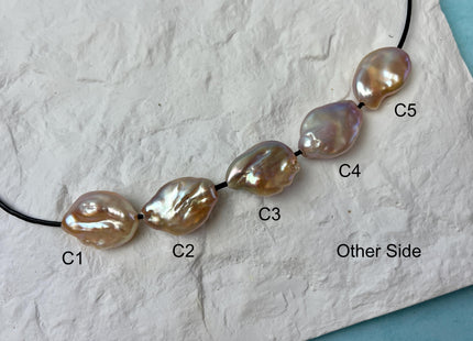 One-Of-A-Kind 17-19x23-25 mm AAA Large Hole Jumbo Natural Pink Mauve Baroque Pearl Hole Size 2.1mm Genuine High Luster Baroque Beads #P2842