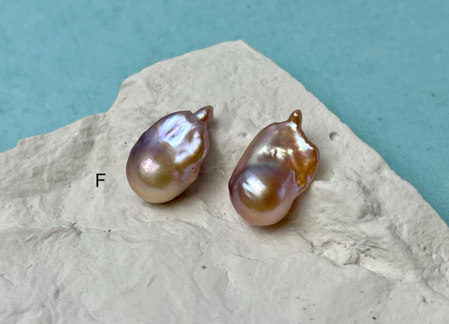 One Pair 14-15x22-24 mm AAA Natural Mauve Pink Large Baroque Pearl Half Drilled Large Baroque Pearl For DIY Earrings #P2844