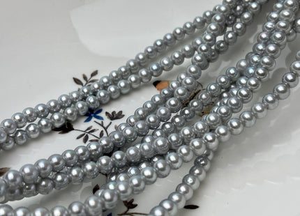 6mm AAA Extra Shiny HalfStrand Gray Round Large Hole Freshwater Pearl Genuine Super High Luster Pearl Hole Size 1.8mm 1.5mm 2.2mm #P2843