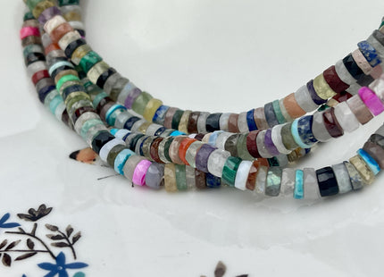 6mm 7mm All Natural Mixed Amethyst Lapis Chalcedony Emerald Green Garnet Pink Opal Faceted Rondelle Heishi Beads 16 Inches #4546