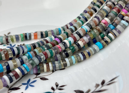 6mm 7mm All Natural Mixed Amethyst Lapis Chalcedony Emerald Green Garnet Pink Opal Faceted Rondelle Heishi Beads 16 Inches #4546