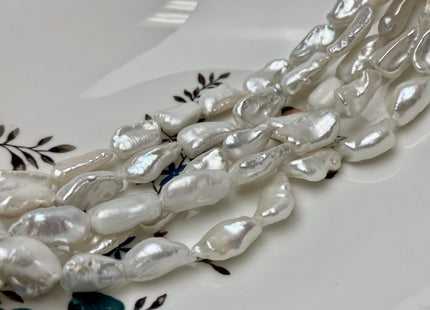 8-10x12-15 mm AAA High Luster Limited Edition Natural White Biwa Keshi Freshwater Pearls Genuine Keshi Paddle Pearl Beads #545