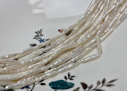 5x20-27 mm Natural White Biwa Stick Freshwater Pearls Genuine Natural White Long Stick Pearls 16-17 Beads #P2865