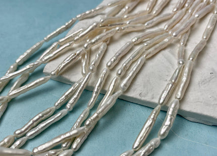 5-7x20-35 mm Natural White Biwa Stick Freshwater Pearls Genuine Natural White Long Stick Pearls 13-17 Beads #P2865