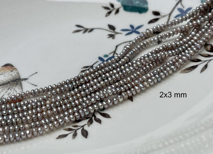 2-2.5x2.5-3mm AAA Gray Tiny Freshwater Pearls Small Button Rondelle Freshwater Pearl Beads Gray W/Pink Luster Genuine Seed Pearl #P2845