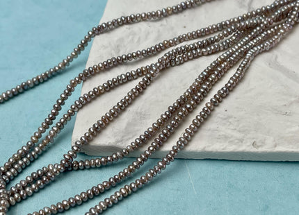 2-2.5x2.5-3mm AAA Gray Tiny Freshwater Pearls Small Button Rondelle Freshwater Pearl Beads Gray W/Pink Luster Genuine Seed Pearl #P2845