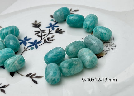 One Piece 9-12x12-15mm Natural Color Smooth Barrel Shape Green Amazonite Bead Genuine Natural Green Amazonite Bead #4518