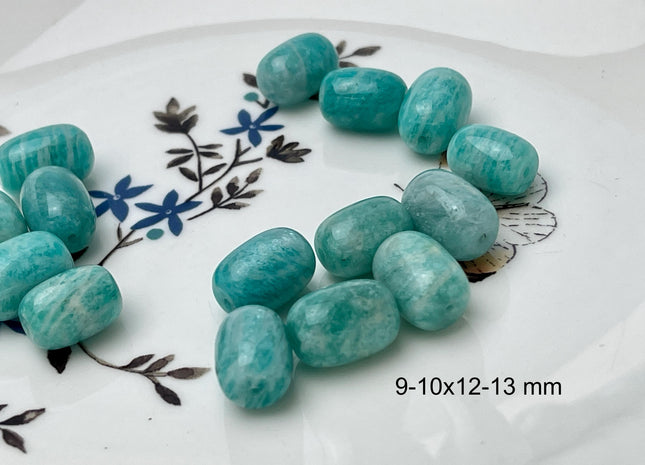 One Piece 9-12x12-15mm Natural Color Smooth Barrel Shape Green Amazonite Bead Genuine Natural Green Amazonite Bead #4518
