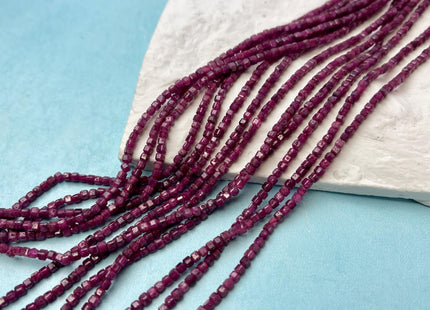 2-2.5mm 4-4.5mm Micro Faceted Cube Dice Square Shape Pink Ruby Tiny Gemstone Beads 15.5 Inches #4519
