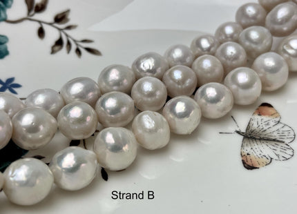 12-13.5-14 mm AA Natural White Baroque Freshwater Pearl Beads High Luster Genuine Natural White Color Baroque Edison Pearls #1485