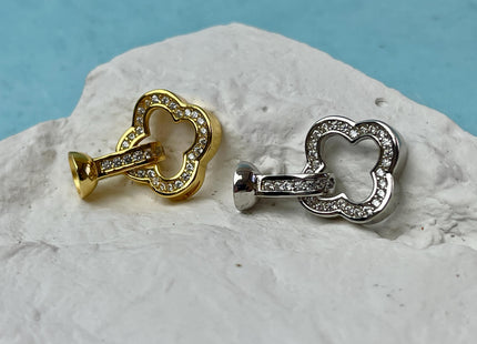 14 mm 925 Sterling Silver Floral Square Shape Clasp Sterling Silver Findings 925 Sterling Silver/Gold Filled Clasps With CZ #10063