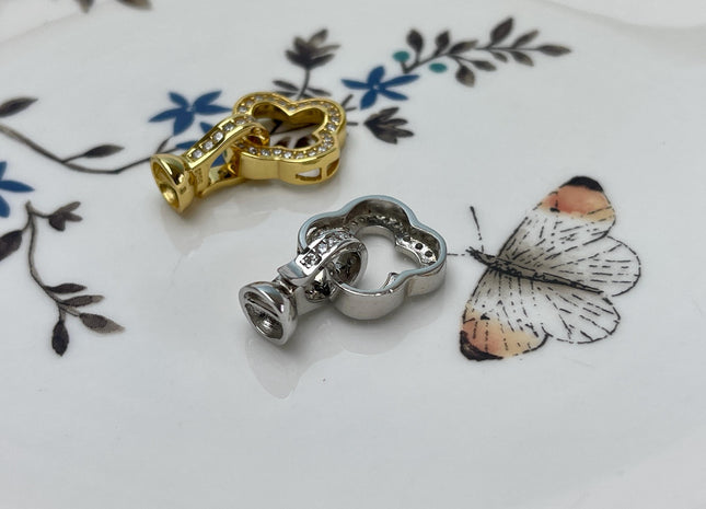 14 mm 925 Sterling Silver Floral Square Shape Clasp Sterling Silver Findings 925 Sterling Silver/Gold Filled Clasps With CZ #10063