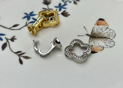 14 mm 925 Sterling Silver Floral Square Shape Clasp Sterling Silver Findings 925 Sterling Silver/Gold Filled Clasps With CZ #10063