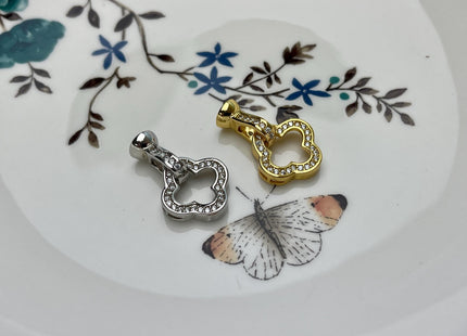 14 mm 925 Sterling Silver Floral Square Shape Clasp Sterling Silver Findings 925 Sterling Silver/Gold Filled Clasps With CZ #10063