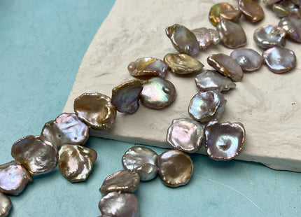 13-15x15-19 mm AAA Natural Champagne Or Seaweed Keishi Freshwater Pearl Beads Genuine Top Drilled Corn Flake Keishi Freshwater Pearls #1363