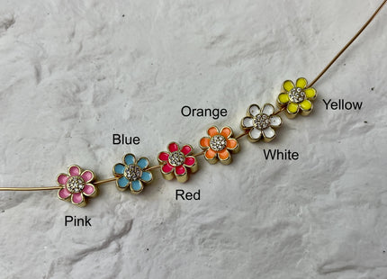 Flower Design Spacer Bead Charms for Necklace Jewelry Making, 18K Gold Plated Enamel Charm for DIY Jewelry, One Piece #CR0081