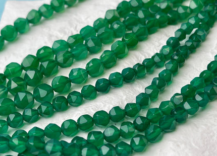 6mm 8mm Faceted Star Cut Green Onyx Gemstone Beads 15 Inches Strand #4551