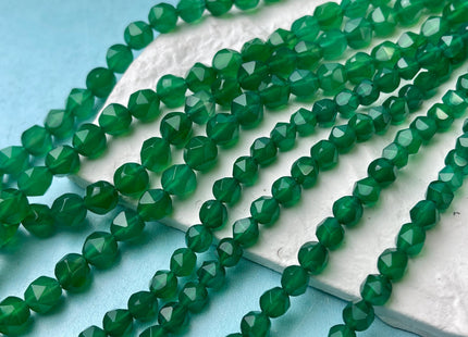 6mm 8mm Faceted Star Cut Green Onyx Gemstone Beads 15 Inches Strand #4551