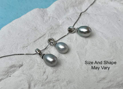 8-9 mm AAA Natural White and Pink Round Genuine Freshwater Pearl Pendant 925 Sterling Silver DIY Jewelry #10054-B