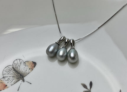 8-9 mm AAA Natural White and Pink Round Genuine Freshwater Pearl Pendant 925 Sterling Silver DIY Jewelry #10054-B