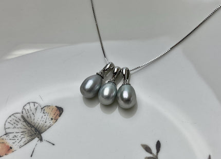 8-9 mm AAA Natural White and Pink Round Genuine Freshwater Pearl Pendant 925 Sterling Silver DIY Jewelry #10054-B