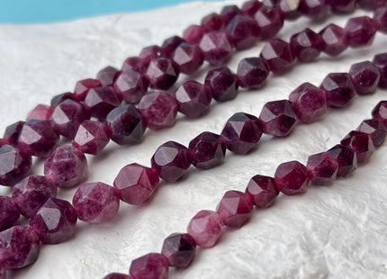6mm 8mm Faceted Star Cut Red Garnet Gemstone Beads 15 Inches Strand #4548