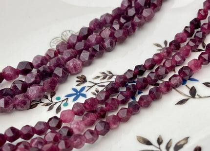 6mm 8mm Faceted Star Cut Red Garnet Gemstone Beads 15 Inches Strand #4548