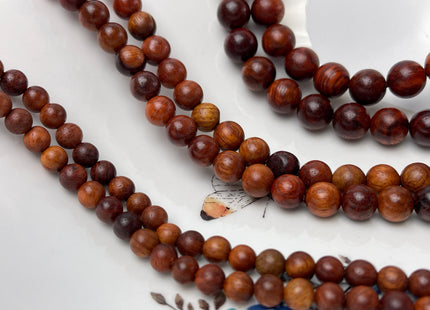 6mm 8mm 10mm 12mm Smooth Round Dark Red and Brown Tiger Skin Natural Sandalwood Beads Aromatic Wood Meditation Beads #4552