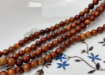 6mm 8mm 10mm 12mm Smooth Round Dark Red and Brown Tiger Skin Natural Sandalwood Beads Aromatic Wood Meditation Beads #4552