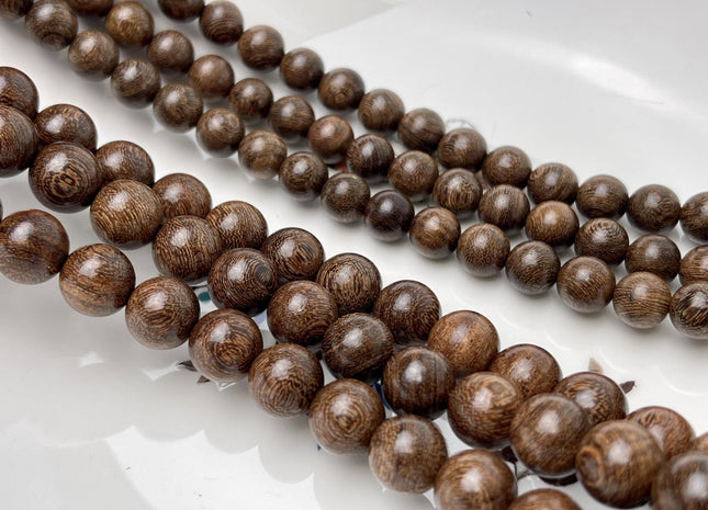 6mm 8mm 10mm 12mm Smooth Round Dark Brown Natural African Wenge Wood Beads Aromatic Wenge Wood Meditation Beads #4553
