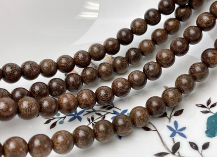 6mm 8mm 10mm 12mm Smooth Round Dark Brown Natural African Wenge Wood Beads Aromatic Wenge Wood Meditation Beads #4553