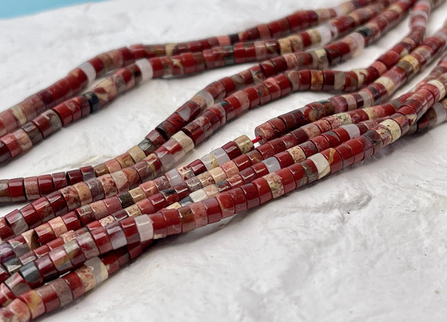 2x4mm Red Jasper Heishi Rondelle Shape Gemstone Loose Beads 15.5 Inches #4523