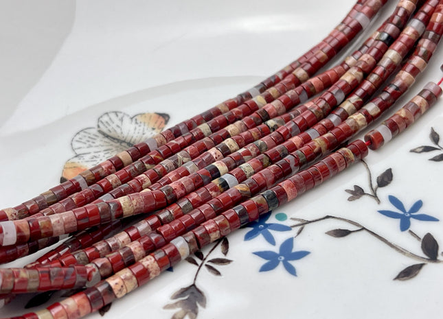 2x4mm Red Jasper Heishi Rondelle Shape Gemstone Loose Beads 15.5 Inches #4523