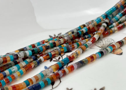 2x4mm Mixed Opal Green Agate Amethyst Carnelian Heishi Rondelle Shape Gemstone Loose Beads 15.5 Inches #4521