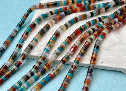2x4mm Mixed Opal Green Agate Amethyst Carnelian Heishi Rondelle Shape Gemstone Loose Beads 15.5 Inches #4521