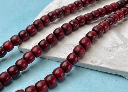 8mm Smooth Barrel Rondelle Shape Dark Red and Brown Natural African Sandalwood Beads Aromatic Wood Meditation Beads #4558