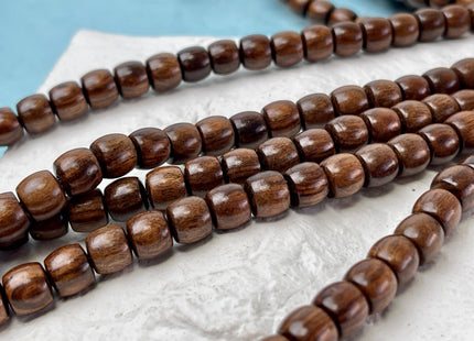 8mm Smooth Barrel Rondelle Shape Dark Brown Natural African Tiger Eye Sandalwood Beads Aromatic Wood Meditation Beads #4559